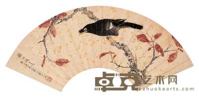 江寒汀 1953年作 秋叶栖禽 镜心 